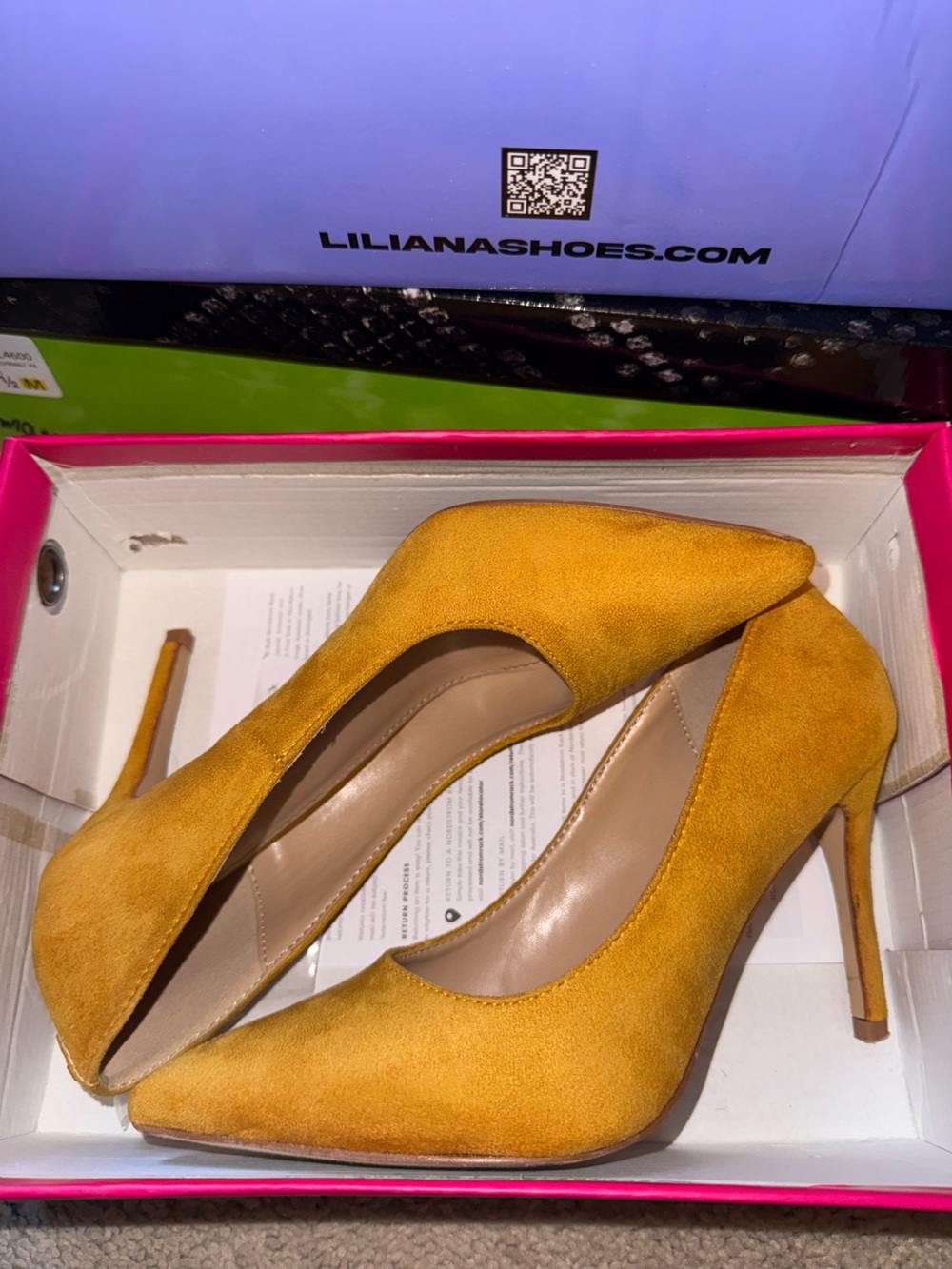 Catherine Malandrino Mustard Suede Pointed Toe Stiletto Pumps